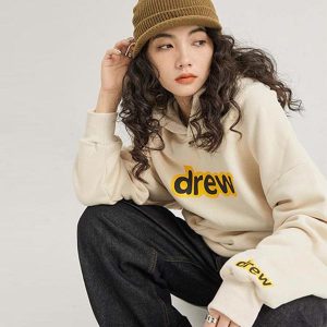 Drew House 賈斯汀比伯 drew 字母加絨寬鬆衛衣連帽衫