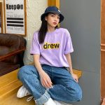 Drew House 字母印花落肩短袖T恤 香芋紫