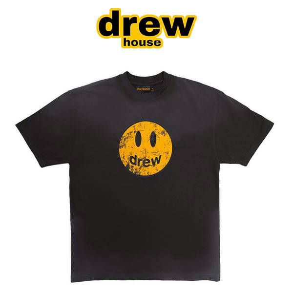 Drew House 賈斯汀比伯 水洗做舊裂紋破壞笑臉短袖T恤 Drew House 賈斯汀比伯 水洗做舊裂紋破壞笑臉短袖T恤