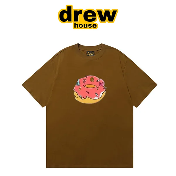 Drew House 新款粉紅甜甜圈圖案圓領短袖T恤