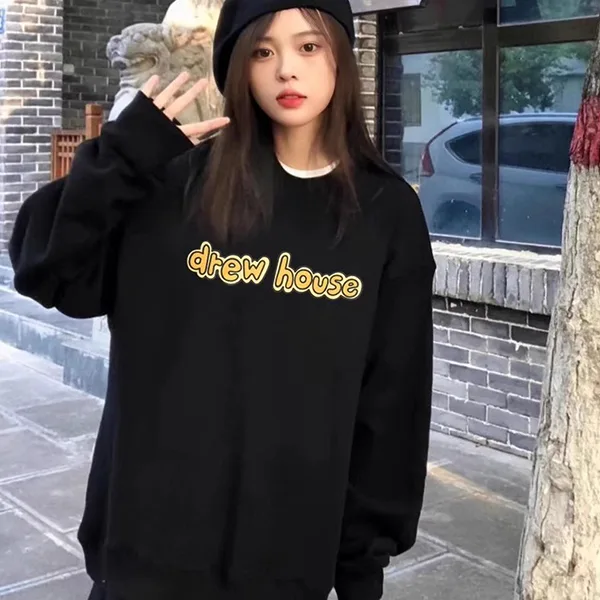 Drew House 賈斯汀比伯 黃色字母標語圓領套頭衛衣