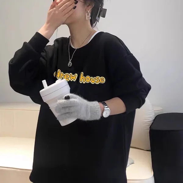 Drew House 賈斯汀比伯 黃色字母標語圓領套頭衛衣