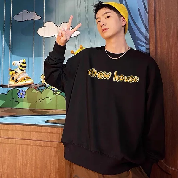 Drew House 賈斯汀比伯 黃色字母標語圓領套頭衛衣