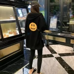 Drew House 比伯同款 背後笑臉字母拉鍊衛衣連帽外套 黑色