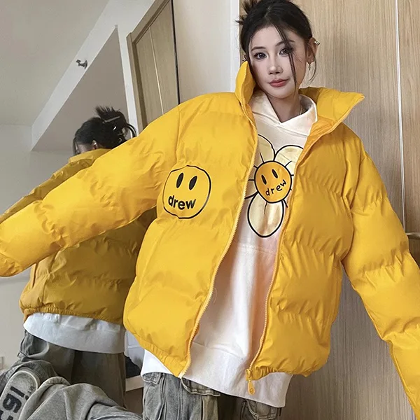 Drew House 笑臉立領棉服羽絨外套 黃色